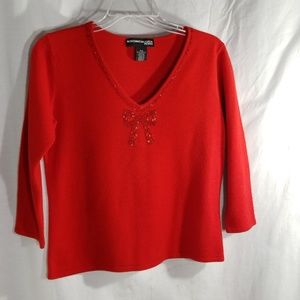 Norton McNaughton Petites red embellished sweater